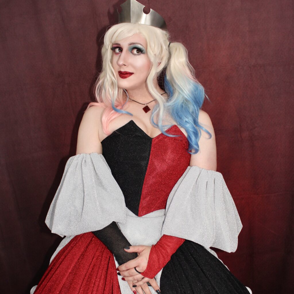 Inspired by the artwork of Matthew Tow, this take on Harley Quinn translates the iconic colour scheme into a classic princess design.